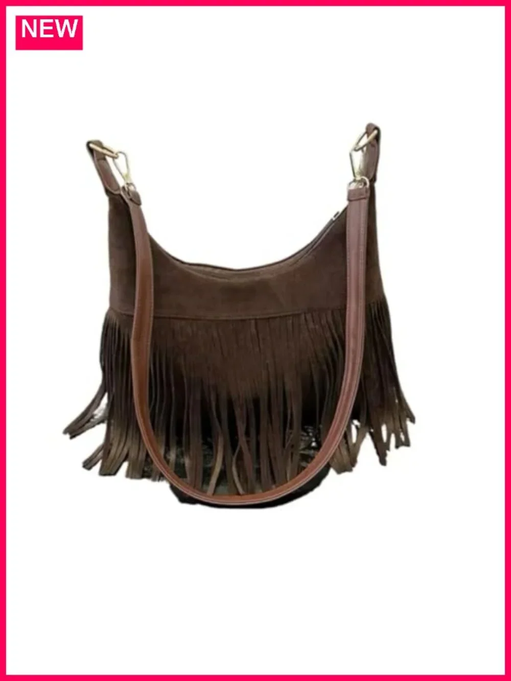 Faux Leather Fringe Hobo Bag Crossbody Suede Tassel Western Purse